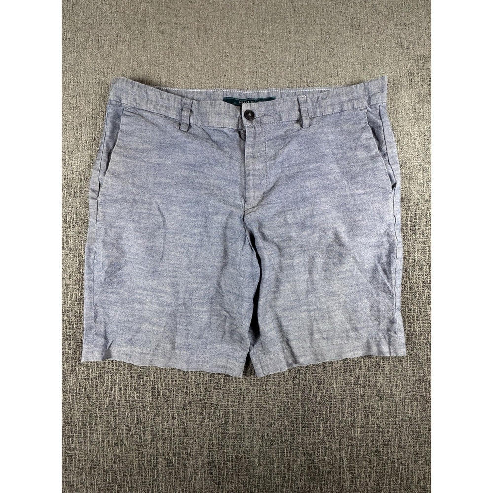 Perry Ellis Shorts Mensโ Size 36 Khaki Pleated Chinos Stretch